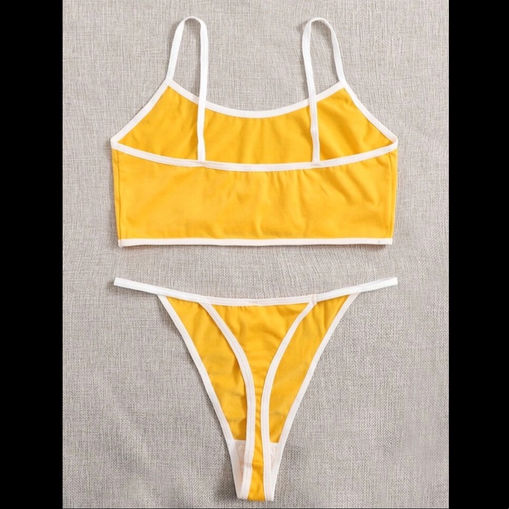 Yellow, Sporty, Lingerie Set - Picture 3 of 6